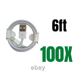 100X Wholesale For Apple iPhone 12 11 XR 8 7 Plus USB Fast Charger Cable 3Ft 6Ft