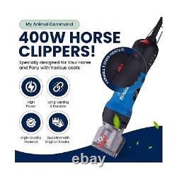 110V 400W Heavy Duty Professional Horse Clippers Kit Animal Grooming 6 Speeds