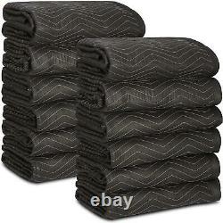 12 Heavy-Duty 80 x 72 Moving Blankets 65 lb/dz Pro Packing Shipping Pads Black