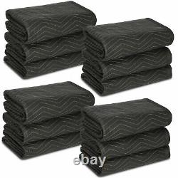 12 Pack Professional Heavy-duty Moving Packing Blankets, 80x72 in Black