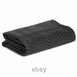 12 Pack Professional Heavy-duty Moving Packing Blankets, 80x72 in Black