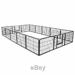 16 Panel Heavy Duty Metal Cage Crate Pet Dog Exercise Fence Playpen Kennel