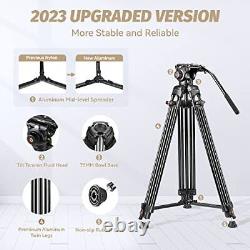 2023 Upgrade? 70.8 Professional Heavy Duty Video Camera Tripod with Fluid