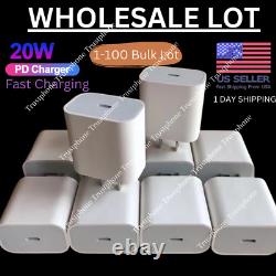 20W PD USB-C Power Adapter Fast Wall Charger For iPhone 14 13 12 8 Wholesale Lot