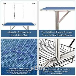 250LB Professional Adjustable Heavy Duty Dog Pet Grooming Table WithArm Mesh Tray
