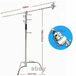 2PCS Professional Heavy Duty C Stand with Gobo Arm Grip Heads Century Stand Kit