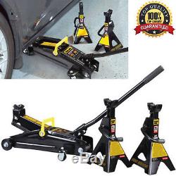 2.5 Ton Professional Trolley Jack and 2 Heavy Duty Metal Trolley Jack Stands