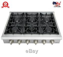 36-Inch Pro Stainless Steel Gas Range Top Stove 6 Burner Kitchen Cooker Cooktop