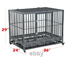 36 Large Heavy Duty Professional Grade Pet Dog Cage Crate Kennel Grate Wheels