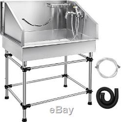 38 Stainless Steel Pet Bath Tub WithFaucet Professional Heavy Duty pet Grooming