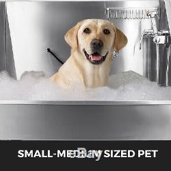 38 Stainless Steel Pet Bath Tub WithFaucet Professional Heavy Duty pet Grooming