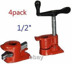 (4 Pack) 1/2 Wood Gluing Pipe Clamp Set Heavy Duty PRO Woodworking Cast Iron