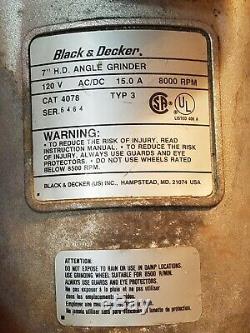 Black & Decker Wildcat 4078 7 Heavy Duty Angle Sander, Grinder, 4076, Professional