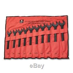 Black Oxide SAE Jumbo Combo Wrench Set 10 PC Professional Grade Quality WithPouch