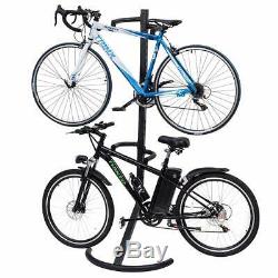 Black Pro Tower 2 Bike Rack Standing Bicycle Indoor Storage Garage Heavy Duty