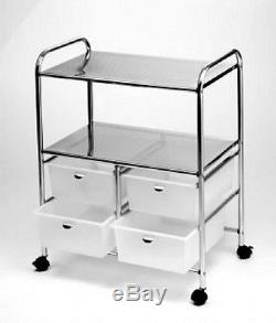 Cart Chrome Rolling With 4 Drawers Heavy Duty Salon Spa Professional Portable