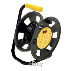 Extension Cord Reel Storage Electrical Power Heavy Duty Professional 4 Outlets