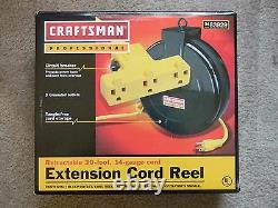 Genuine Craftsman Professional Heavy Duty Retractable 30Ft 14-Ga 3-Out Cord Reel