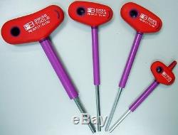Heavy-Duty Professional Allen T-Handle With Sleeve 3-6mm, 4 pcs Set Swiss Made