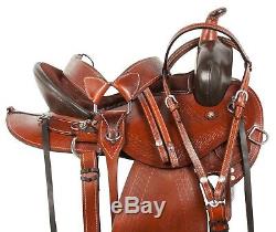 Heavy Duty Western Pro Endurance Trail Horse Leather Saddle Tack Set 15 16 17 18