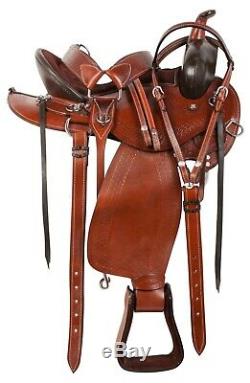 Heavy Duty Western Pro Endurance Trail Horse Leather Saddle Tack Set 15 16 17 18