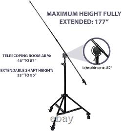 LyxPro Professional Microphone Stand Heavy Duty 90 Studio Overhead Boom Stand w