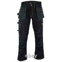 Men Cargo Work Trousers Black Pro Heavy Duty Multi Pockets With Knee Pad WWDTB