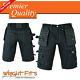 Men Work Cargo Pro Shorts Black Heavy Duty Multi Pockets Waist 34