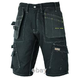 Men Work Cargo Pro Shorts Black Heavy Duty Multi Pockets Waist 34