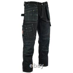 Men Work Cargo Trouser Black Pro Heavy Duty Multi Pockets W34 L31