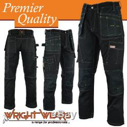 Men Work Cargo Trouser Black Pro Heavy Duty Multi Pockets W34 L33