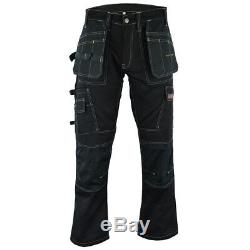 Men Work Cargo Trouser Black Pro Heavy Duty Multi Pockets W36 L33