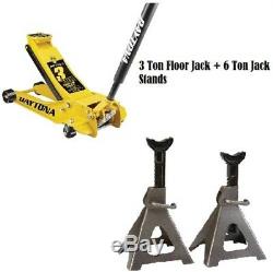 NEW 3 Ton Dayton Professional Heavy Duty Floor Jack 2(Two) 6 ton Steel Stands
