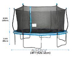 New Bounce Pro 14 Foot Trampoline With Enclosure Blue Heavy Duty Rust Resistant