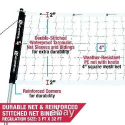 Outdoor Volleyball Set Net Heavy Duty Steel Poles Rope System Bag Official Size