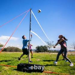 Outdoor Volleyball Set Net Heavy Duty Steel Poles Rope System Bag Official Size