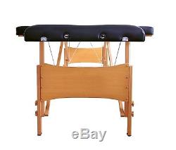 Portable Black Massage Table Professional Therapy Adjustable Height Heavy Duty