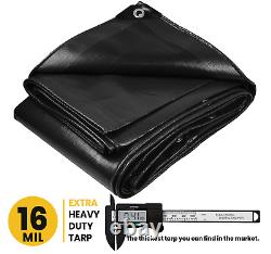 ProTarp Extra Heavy Duty 16 Mil Waterproof Tarp for Roof, Camping, Patio, Pool