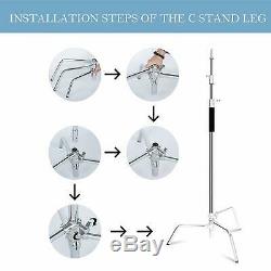 Professional 11ft Heavy Duty Studio C-Stand Tripod with 3 Casters + 50'' Boom Arm