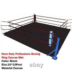 Professional Boxing Ring Mat Heavy Duty Canvas Cover Mma Judo 10 Ft Black