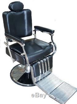 Professional Classic Barber Chair Reclinging Black Heavy Duty Vintage Style