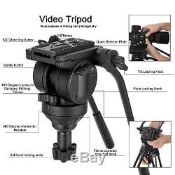 Professional Heavy Duty Camcorder Camera Tripod with Fluid Head Kit 72 Inch
