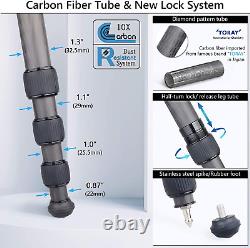 Professional Heavy Duty Carbon Fiber Tripod, 72.6'' Camera Tripod Monopod, 10-L