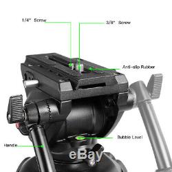 Professional Heavy Duty DV Video Camera Tripod Fluid-Pan Head Kit 1.8m Black