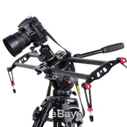 Professional Heavy Duty DV Video Camera Tripod Fluid Pan Head Kit with Handle Case