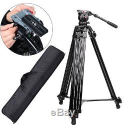 Professional Heavy Duty DV Video Camera Tripod with Fluid Pan Head Kit 72inch