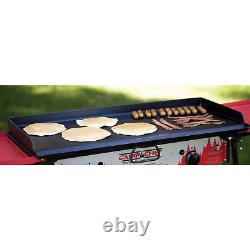 Professional Heavy Duty Steel Deluxe Griddle with Built in Grease Drain 2 Burner
