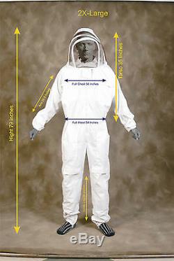 Professional Heavy duty Bee Suit, Beekeeping Supply Suit (with Gloves) 2X Large