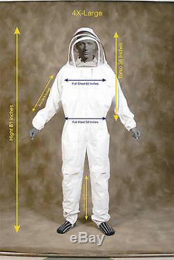 Professional Heavy duty Bee Suit, Beekeeping Supply Suit (with Gloves) 4X Large