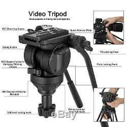 Professional Heavy-duty Tripod Video Camera with Fluid Head Kit for DSLR Camera